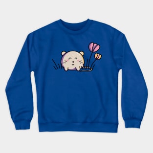 Cute Kawaii Spring Mouse and Flowers Crewneck Sweatshirt